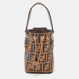 Fendi Brown/Black Zucca Leather Mini Mon Tresor Drawstring Bucket Bag 1193660