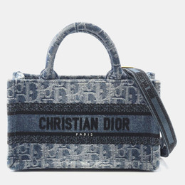 Christian Dior Book Tote Mini Blue Denim Handbag 1192387