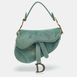 Christian Dior Green Velvet Mini Saddle Bag 1193252