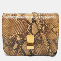 Celine Beige Python Medium Classic Box Shoulder Bag 1192150