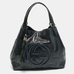 Gucci Dark Grey Patent Leather Medium Soho Tote 1193058