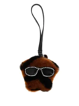 Versace Faux-Fur Bag Charm Lambskin Rhinestone Sunglasses