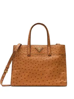 Prada Double Handle Ostrich Tote 31365896
