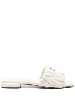 Miu Miu logo-lettering matelassé slides 22464874