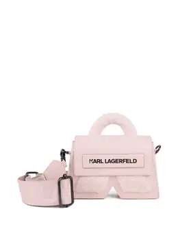Karl Lagerfeld Logo Print Tote Bag - 30081795, Pink Brushed Front Panel Adjustable Shoulder Strap with Logo Patch Detail Top Handle