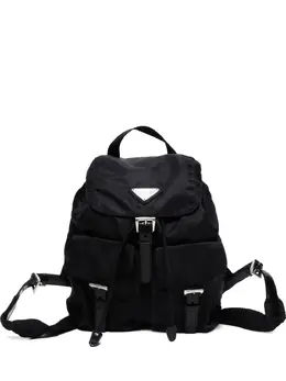Prada Triangle Logo Backpack - 2000-2010s Black with Buckle Accents and Drawstring Closure (SKU: 31508160)