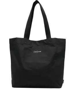 Y-3 31354972 Black Logo Embroidered Tote Bag
