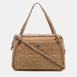 Chanel Brown Quilted Iridescent Calfskin Relax CC Satchel 1194911