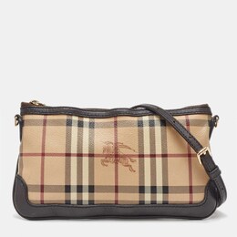 Burberry Beige/Brown Haymarket Check Coated Canvas Peyton Crossbody Bag 1194464