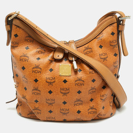 MCM Cognac Visetos Coated Canvas and Leather Hobo 1193108