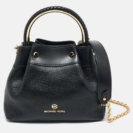 Michael Kors Black Leather Small Rosie Ring Bucket Bag 1193050