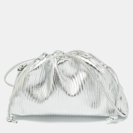 Bottega Veneta Silver Textured Leather Mini The Pouch Bag 1193046