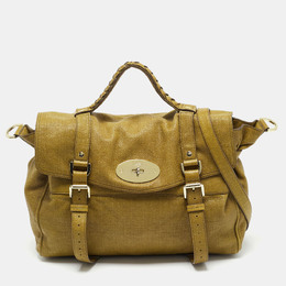 Mulberry Olive Green Textured Leather Oversized Alexa Satchel 1193025
