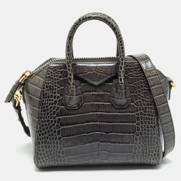 Givenchy Dark Grey Croc Embossed Leather Mini Antigona Satchel 1193062
