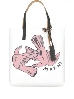 Marni medium bird-print tote bag 31502747