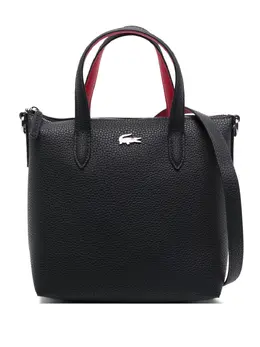 Lacoste Anna Vertical Tote Bag 31003812 dark blue top zip fastening adjustable detachable shoulder strap silver-tone logo plaque main compartment