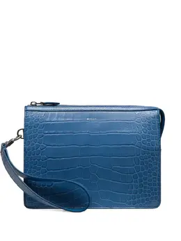 Bally Busy crocodile-embossed zip-top clutch 30413352