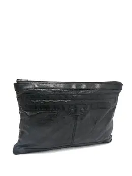 Balenciaga Leather Clutch Bag 31323510 Previously Owned Stud Embellishment Top Zipper Closure Rectangular Shape