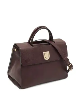 Christian Dior Diorever Tote Bag 31327195 Burgundy Leather Gold-tone Hardware Top Handles Detachable Strap Foldover Top
