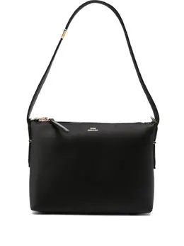 Toteme Bevel Zip Shoulder Bag 29695881 - Black Satin Texture, Gold-Tone Hardware