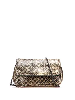 Bottega Veneta 2012-2025 Metallic Calfskin Intrecciomirage Chain Flap crossbody bag 31648072