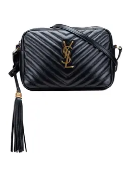 Saint Laurent 2022 Quilted Leather Monogram Lou Crossbody Camera Bag - Model:31642521 - Color:Black