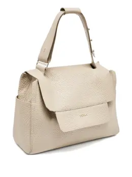 Furla 31330606 Tote Bag - Beige Leather Flap with Gold-Tone Hardware