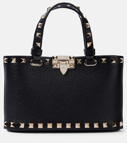 Сумка-тоут из кожи с шипами Rockstud Valentino Garavani, черный p01056429 | nero