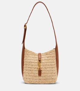 Вечерняя детская сумка через плечо из рафии Le 5 à 7 Baby Saint Laurent, Naturel + Brick p01070048 | naturel + brick