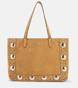 Nellcôte средняя шопер из замши с шипами Valentino Garavani, Havana Beige p01039561 | havana beige