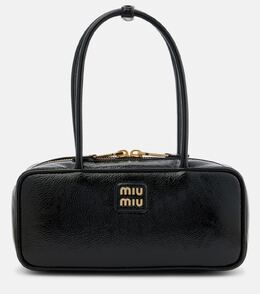Бо кожаная сумка-тоут с лаковым покрытием Miu Miu, черный p01007245 | nero