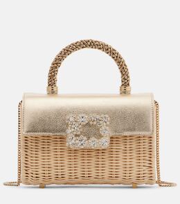 Мини-сумка-тоут из ротанга Jewel Efflorescence Roger Vivier, Naturale Oro p01041293 | naturale oro