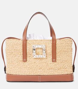 Viv' Skate маленькая сумка-тоут из рафии Roger Vivier, Natural Cognac Scuro p01050303 | natural cognac scuro