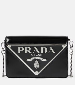 Миниатюрная кожаная сумка через плечо Prada, черный p00630188 | nero