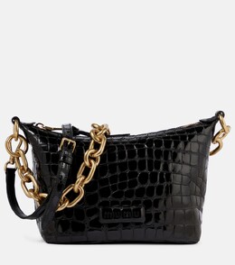 Кожаная сумка через плечо с эффектом крокодиловой кожи Miu Miu, черный p00627782 | nero