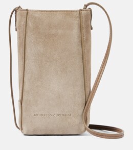 Мини-сумка через плечо из замши Brunello Cucinelli, Ice p01037913 | ice