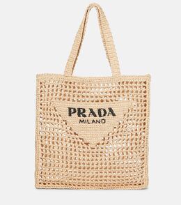 Сумка-шопер из рафии с маленьким логотипом Prada, Naturale p00588973 | naturale