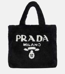Средняя сумка-тоут из овчины Prada, Nero+Bianco p00541440 | nero+bianco