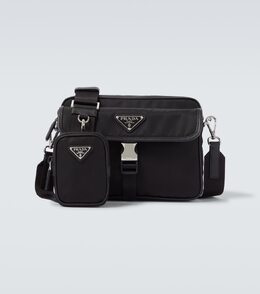 Сумка через плечо с отделкой из кожи Re-Nylon Prada, черный p01086377 | black