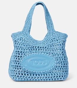 Сумка-корзинка из рафии с кожаной отделкой Tod's, Azzuro Medio Persian Blue p01051352 | azzuro medio persian blue