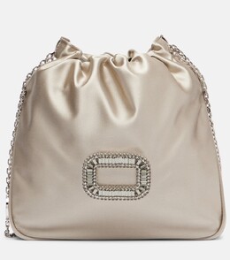 Pilgrim Mini декорированная атласная сумка-ведро Roger Vivier, Grigio Perla p01058811 | grigio perla