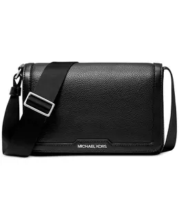 Мужская кожаная мини-сумка через плечо с логотипом на клапане Michael Kors, черный 20931228 | black
