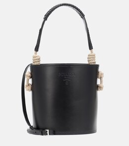 Кожаная сумка-ведро Tambour Prada, черный p00452318 | nero