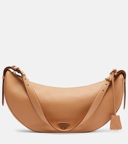Полукруглая большая кожаная сумка через плечо Prada, Neutral p01079974 | neutral