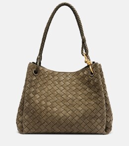 Сумка-тоут Parachute Intrecciato Large из замши Bottega Veneta, Cypress-Muse Brass p01054771 | cypress-muse brass