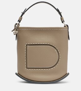 Миниатюрная кожаная сумка через плечо Pin Surpiqué Delvaux, Tourterelle p01031679 | tourterelle