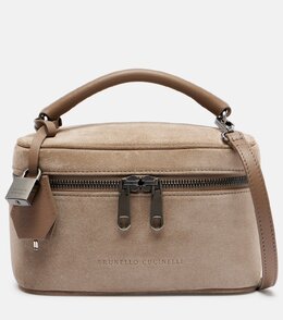 Sartorial Icon Маленькая замшевая сумка-тоут Brunello Cucinelli, Ice p01083232 | ice
