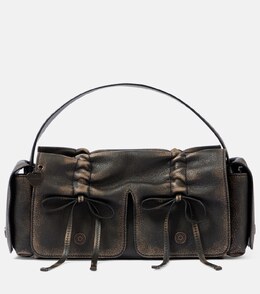 Кожаная наплечная сумка с несколькими карманами Acne Studios, Dark Brown/ Beige p00949761 | dark brown/ beige