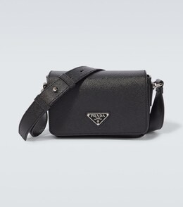 Сумка через плечо из кожи Saffiano с логотипом Prada, черный p00897401 | nero