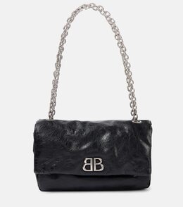 Средняя кожаная наплечная сумка Monaco Balenciaga, черный p01028128 | black